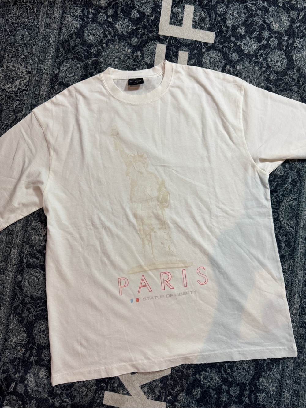 Balenciaga White Short-Sleeve Tee with Pink 'PARIS' Print
